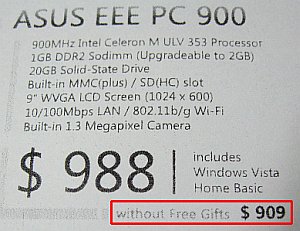 CF King's Eee PC 700 price with 'free gifts'