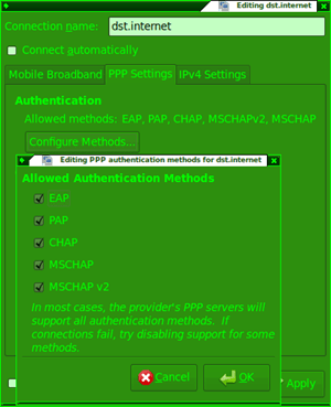 Edit connection - PPP Settings Tab - Configure Methods...