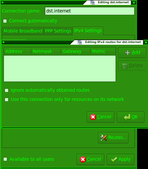 Edit connection - IPv4 Settings Tab - Routes