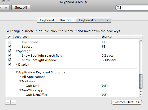 keyboard shorcuts change cocoa based applications quit shortcut