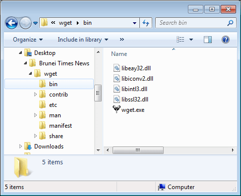 wget.exe and dependencies in the same folder