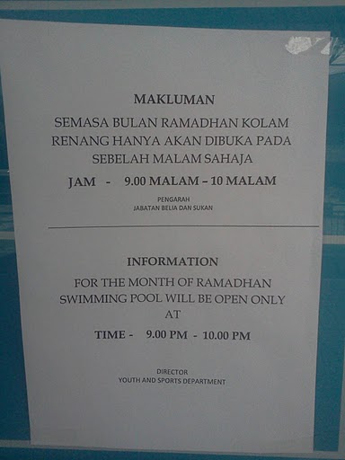 Opening Hours During Ramdhan/Puasa 9pm-10pm