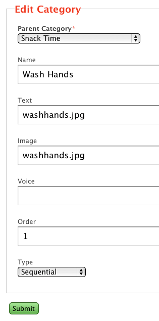 eCVS Demo System - Edit Category