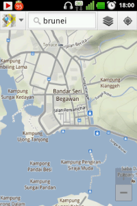 Google Maps on the Optimus One at full zoom - Brunei