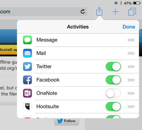 iOS 8 advanced sharing ordering